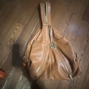 Michael Kors Tan Leather Women's zipper Backpack